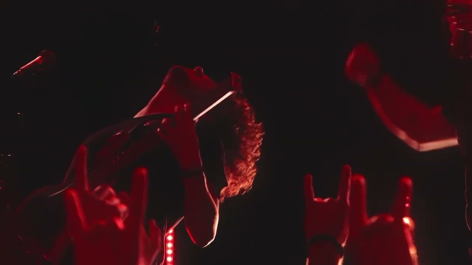 One Lunar Day performing live under red stage light, hands raised in the crowd.